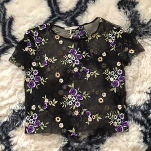 Sheer embroidered crop top